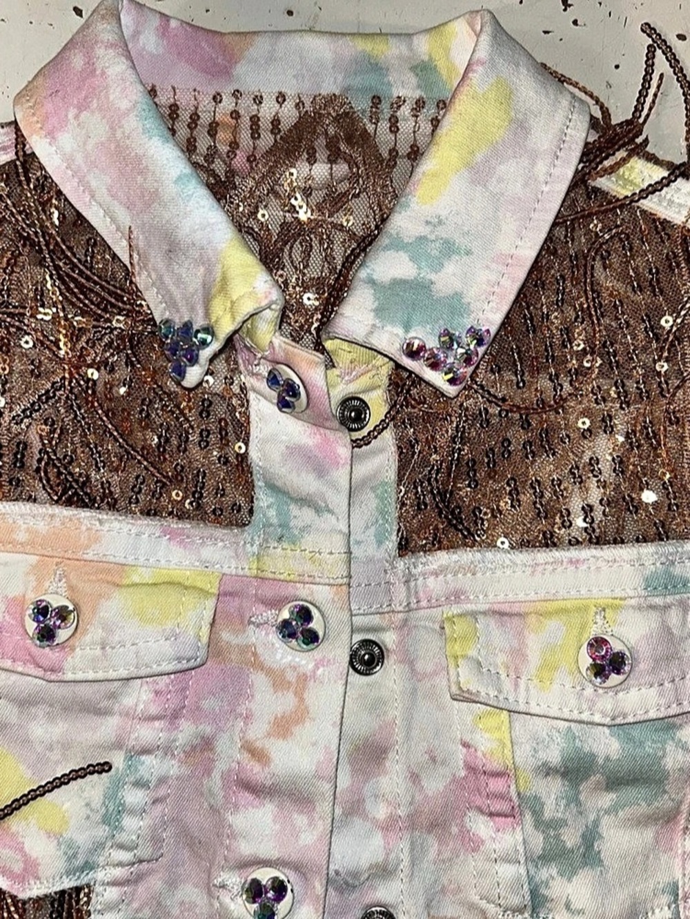 Custom Multicolor Embellished Jean Jacket - Picture 3 of 5